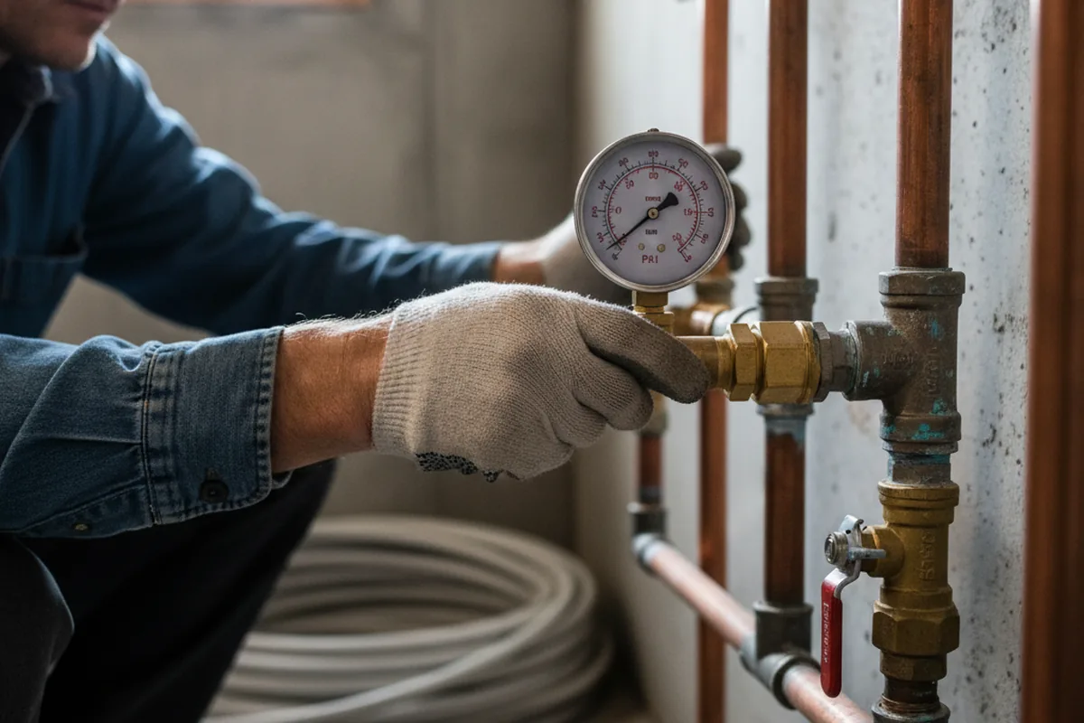 Pressure testing a repaired line during Water Line Repair in Hulbert